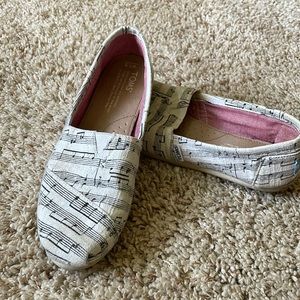 TOMS slip on shoes, music notes!